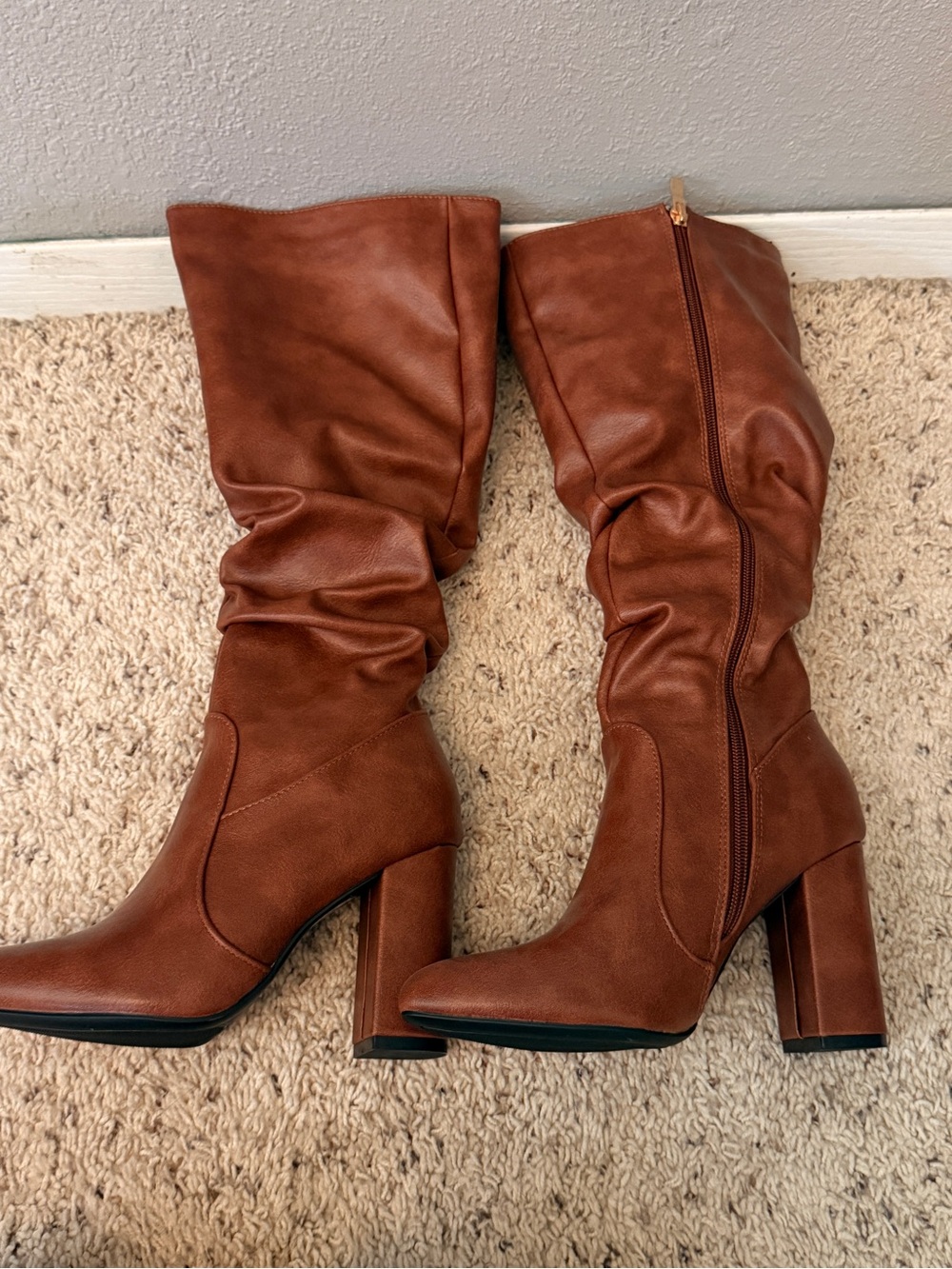 Women's Tall Slouchy Block Heel Boots - Brown